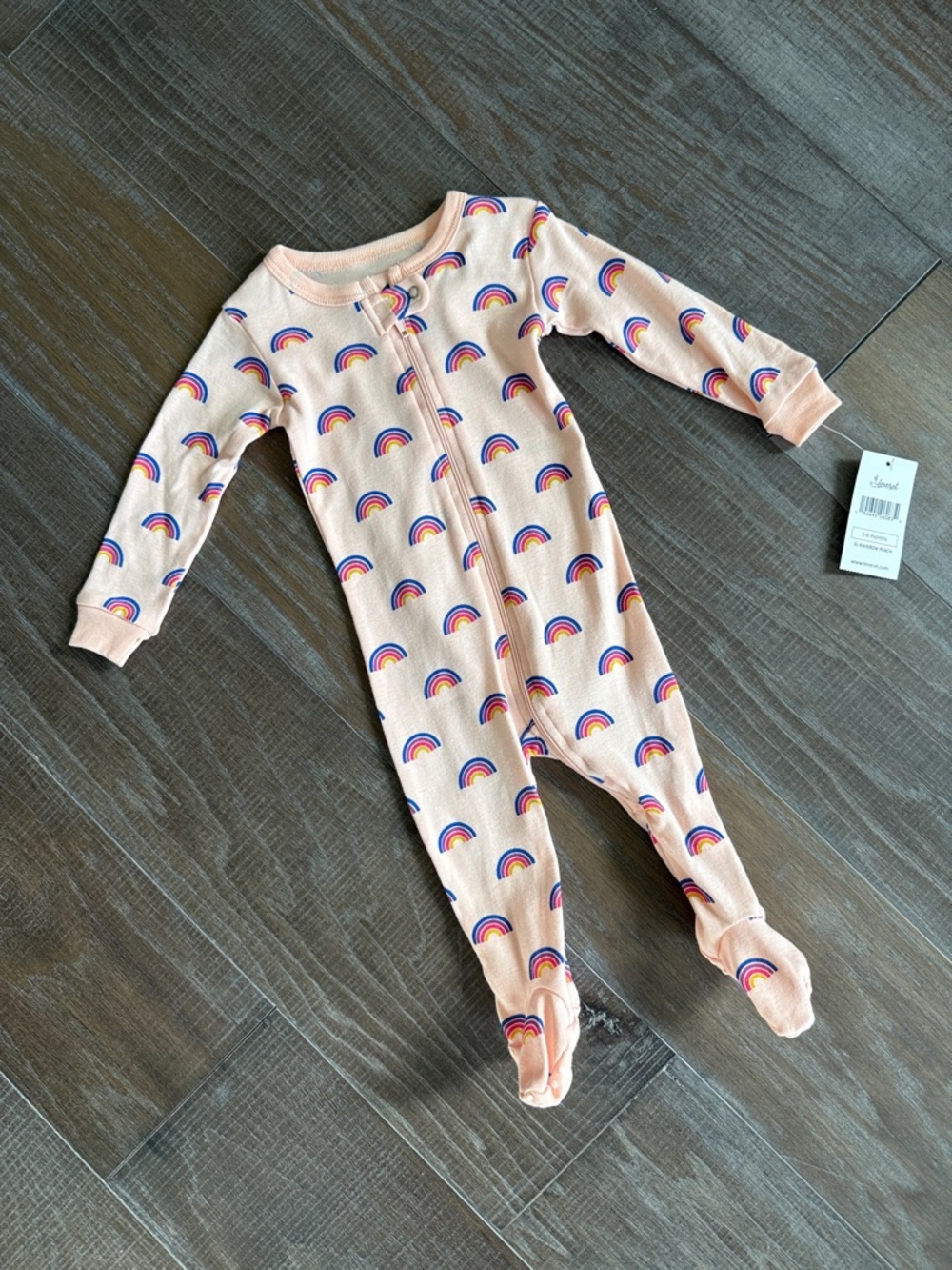 NWT LEVERET Baby Footed Pajamas in Rainbow Retro Pink (Size 3-6mo)